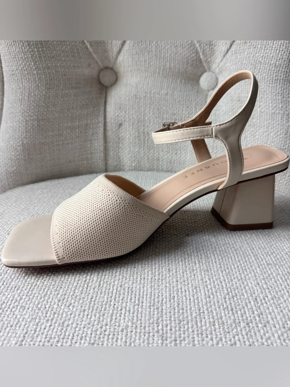 Journee Collection Evylinn Cream Open-Toe Slingback Block Heels, 8M